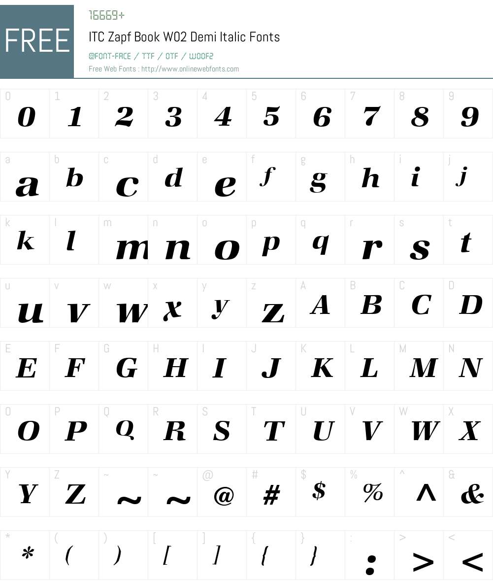 ITC Zapf Book Font Screenshots
