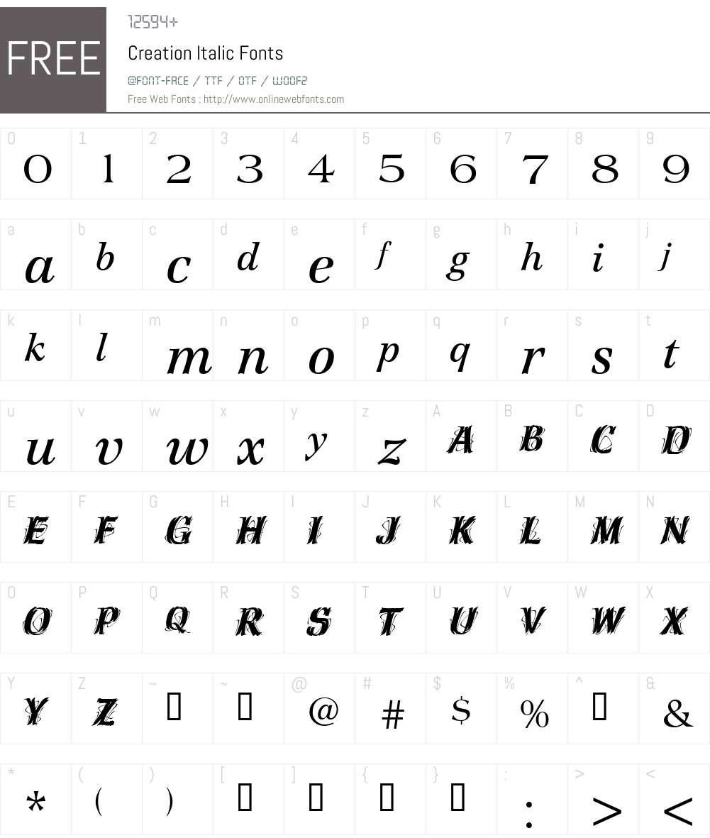 Creation Font Screenshots