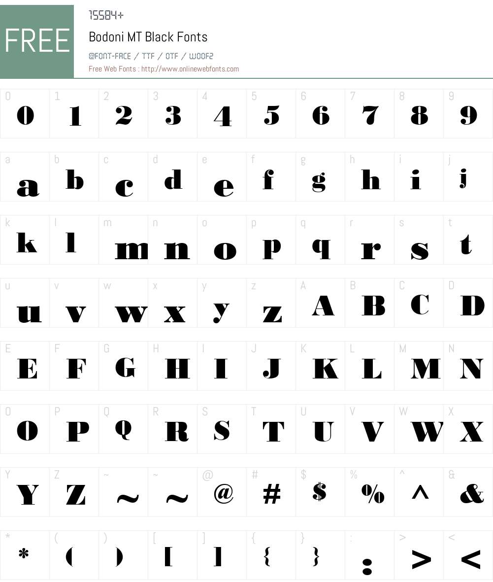 Bodoni MT Black Font Screenshots
