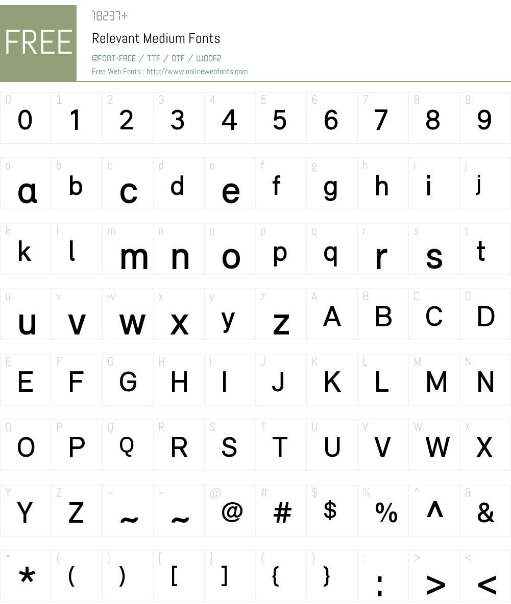 Relevant Medium Font Screenshots