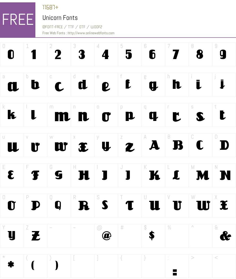 Unicorn Font Screenshots