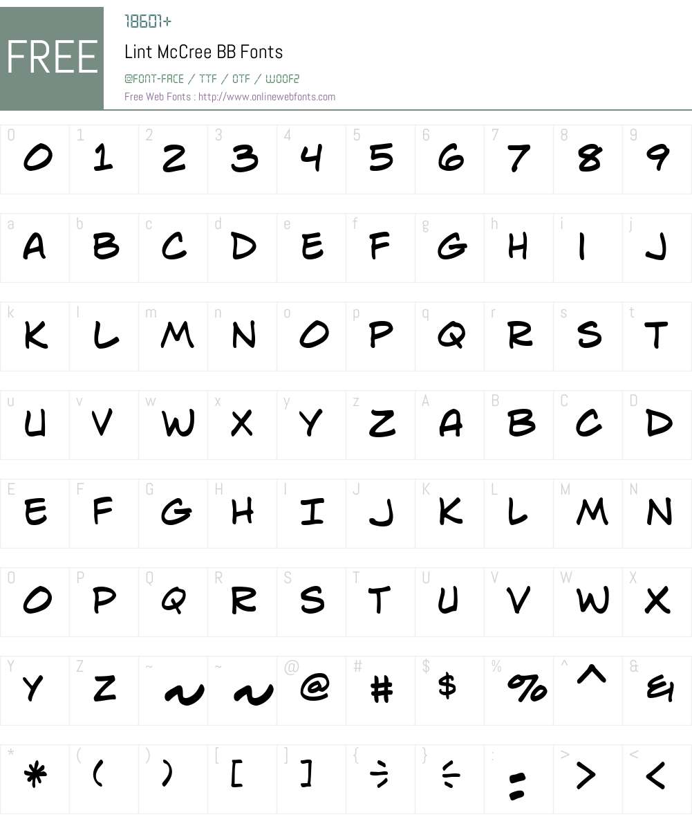 Lint McCree BB Font Screenshots