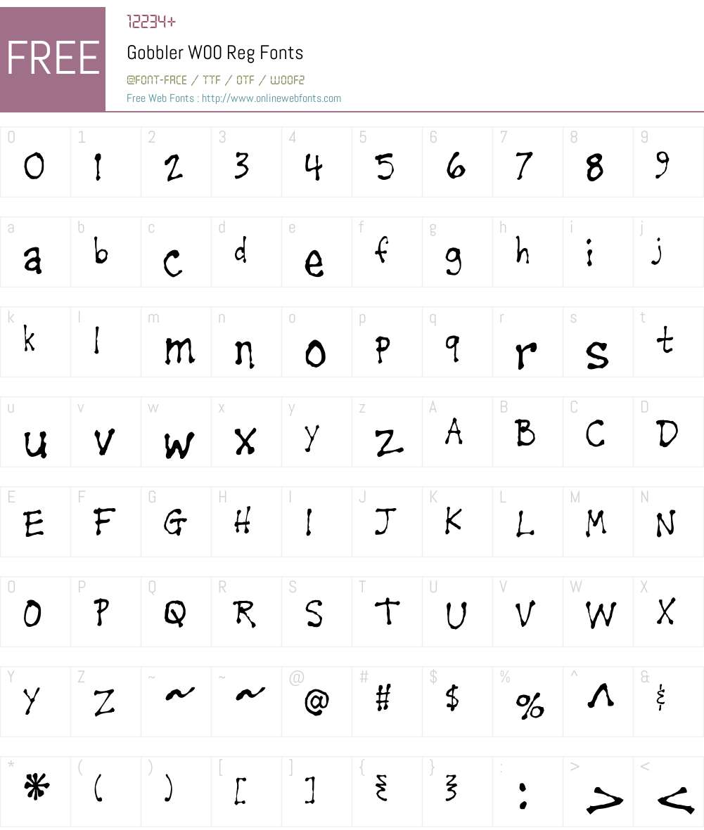 GobblerW00-Reg Font Screenshots