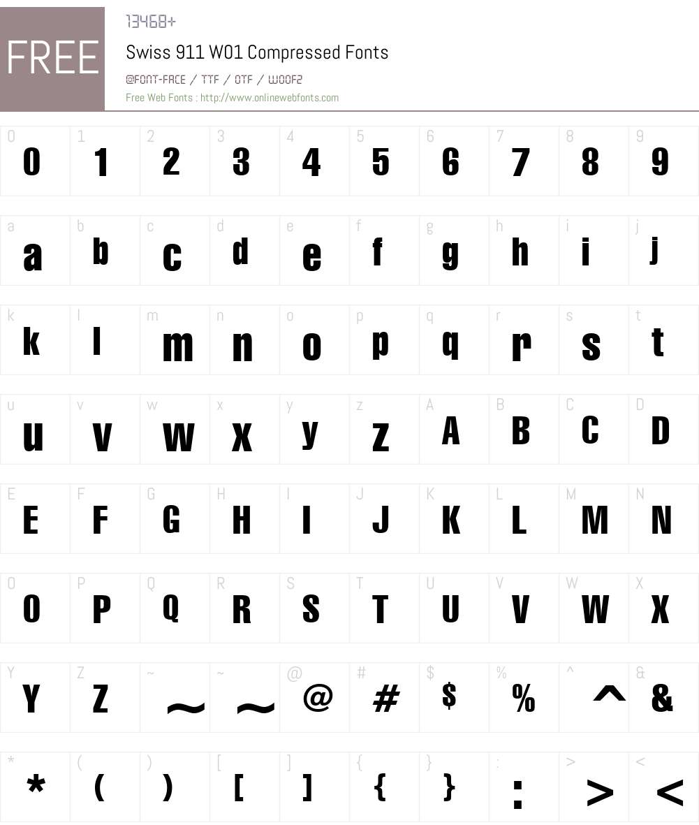 Swiss911W01-Compressed Font Screenshots