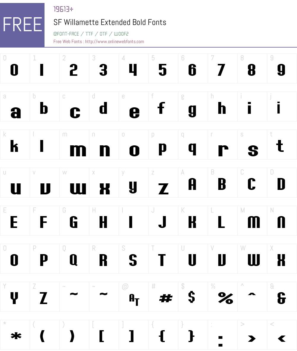 SF Willamette Extended Font Screenshots