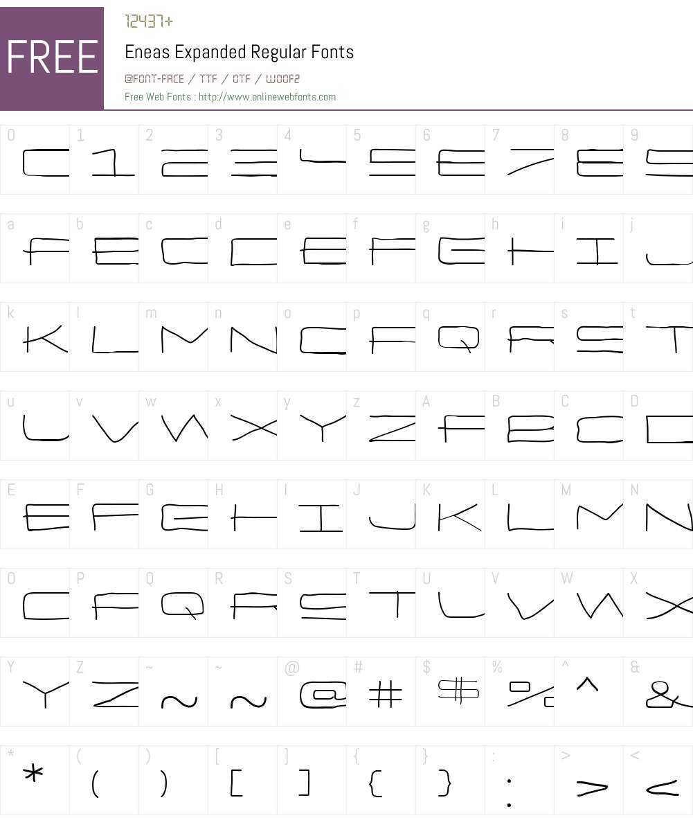Eneas Expanded Regular Font Screenshots