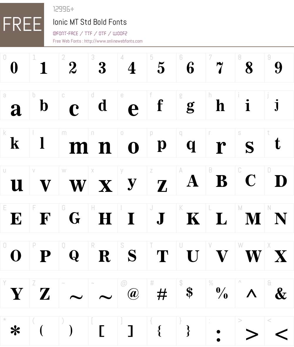 Ionic MT Std Font Screenshots