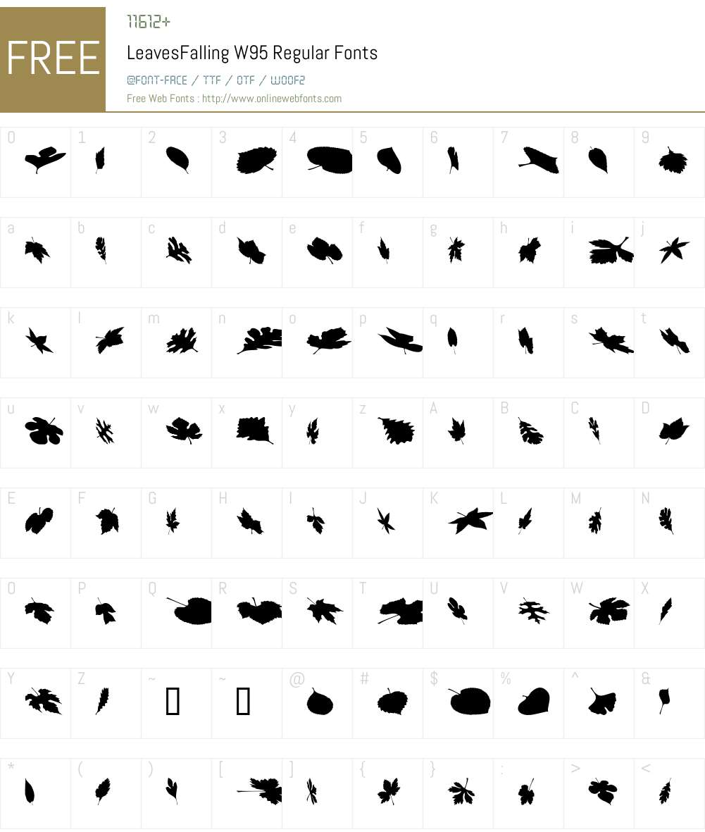 LeavesFalling Font Screenshots