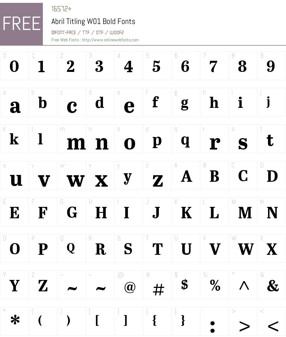 AbrilTitlingW01-Bold Font Screenshots