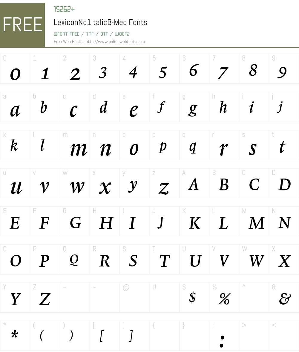 LexiconNo1ItalicB Font Screenshots