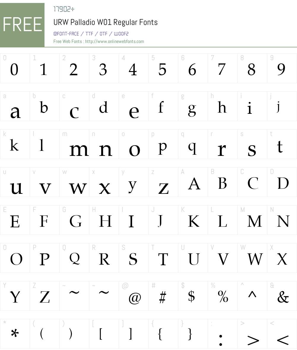 URWPalladioW01-Regular Font Screenshots