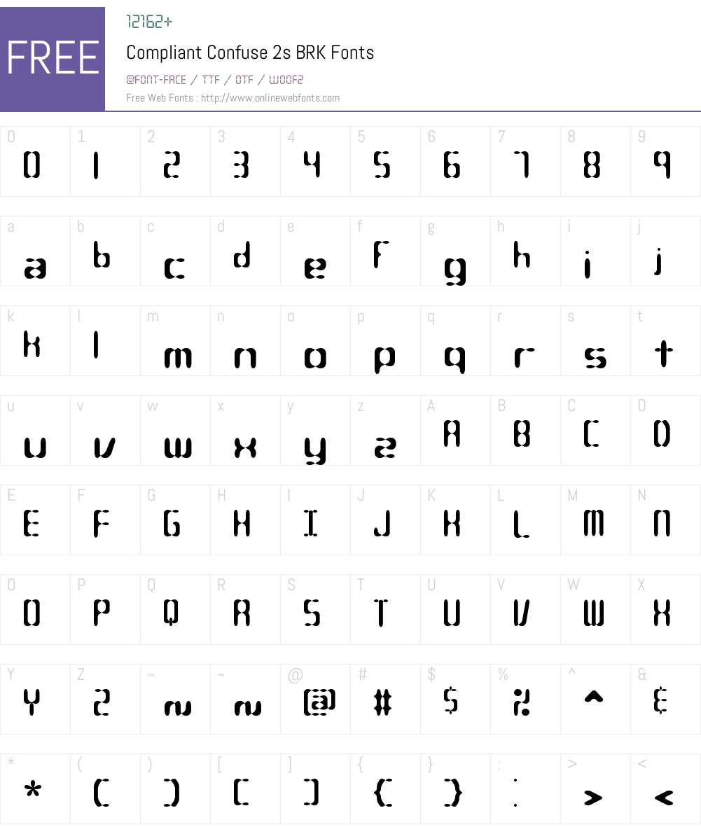 Compliant Confuse 2s BRK Font Screenshots