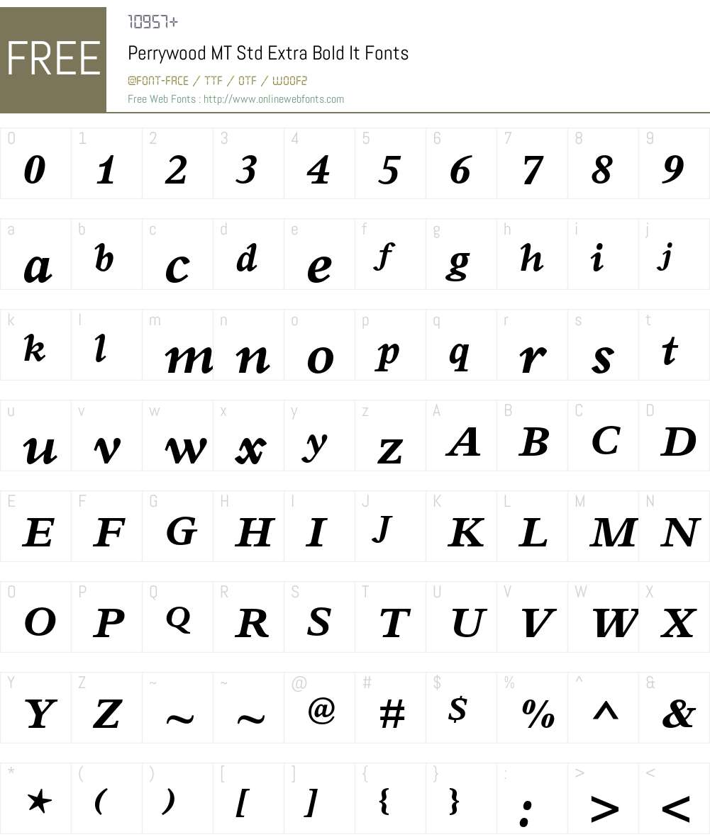Perrywood MT Std Font Screenshots
