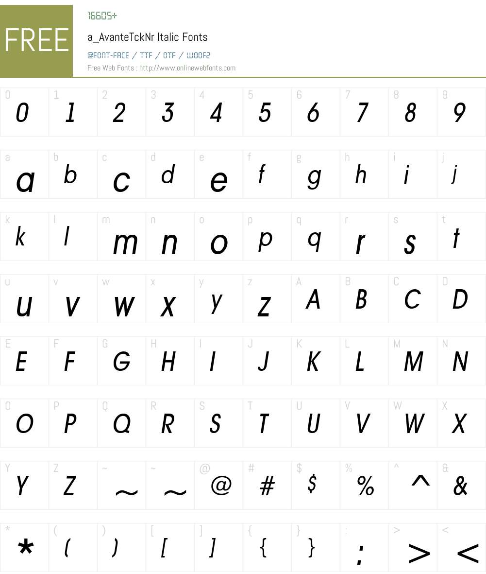 a_AvanteTckNr Font Screenshots