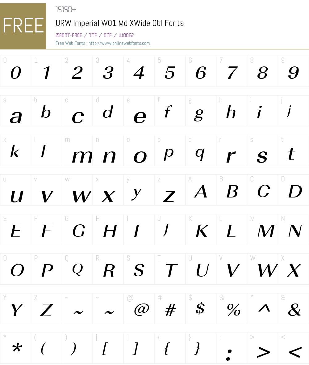 URWImperialW01-MdXWideObl Font Screenshots
