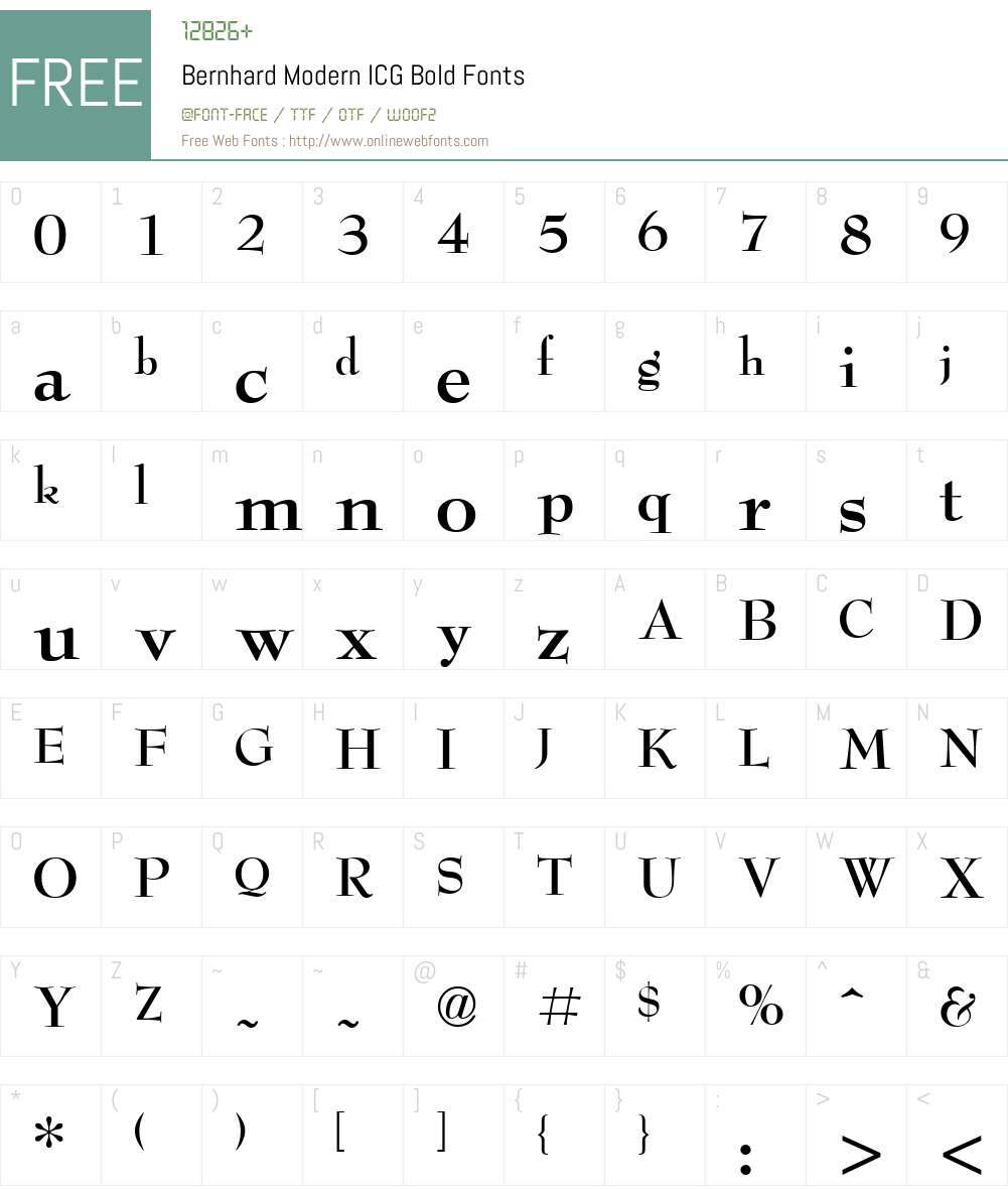 Bernhard Modern ICG Font Screenshots