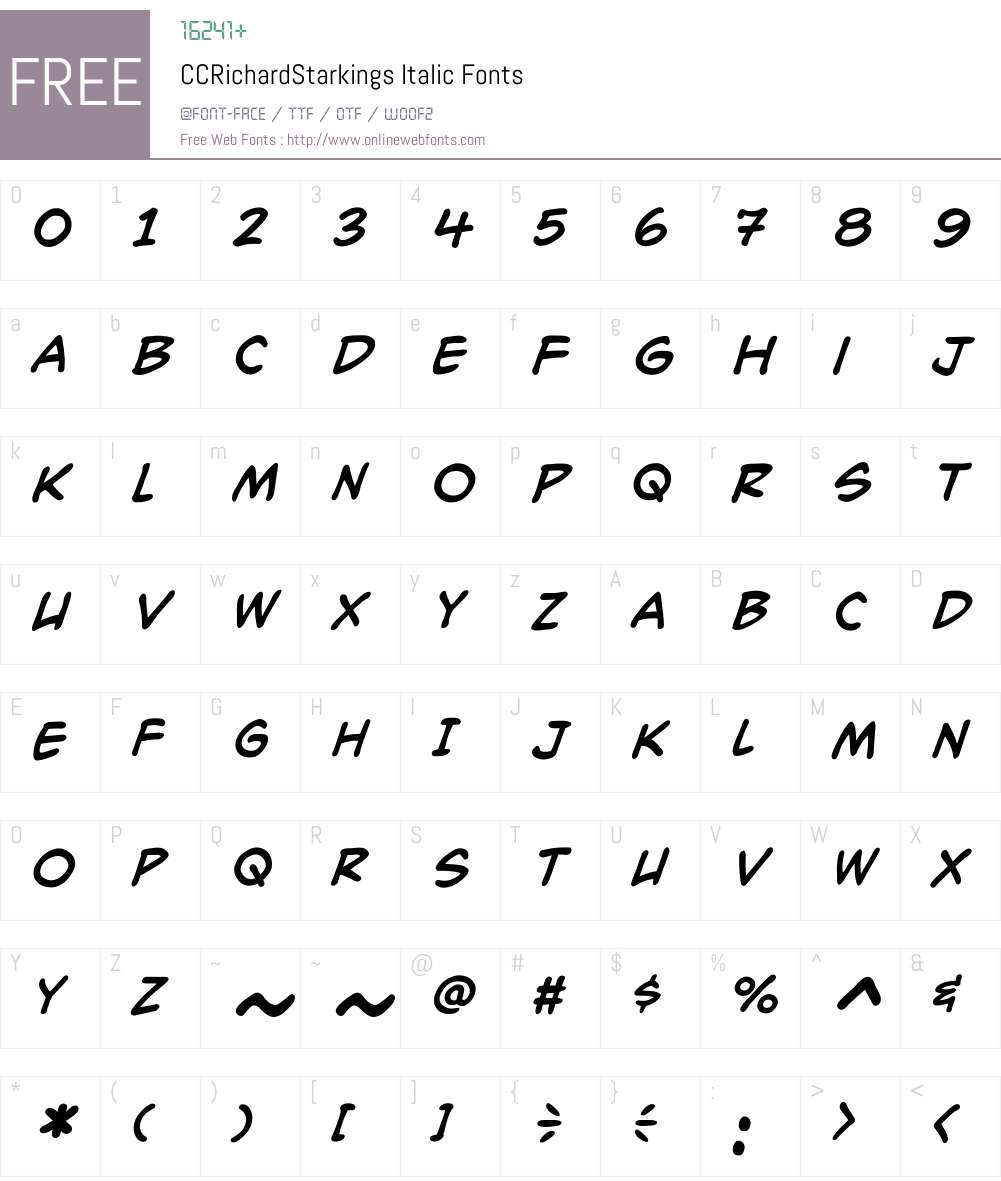 CCRichardStarkings-Italic Font Screenshots