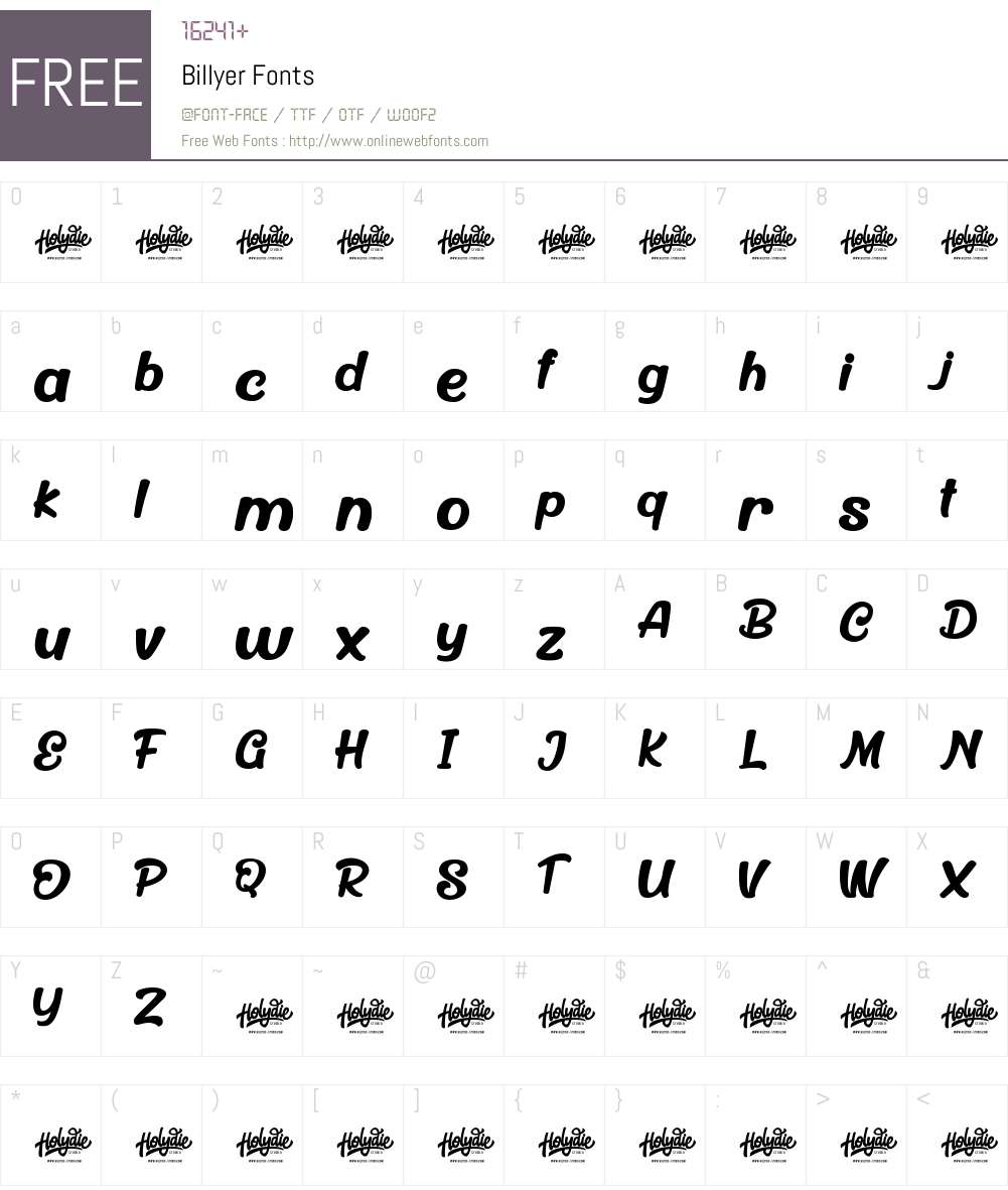 Billyer Font Screenshots