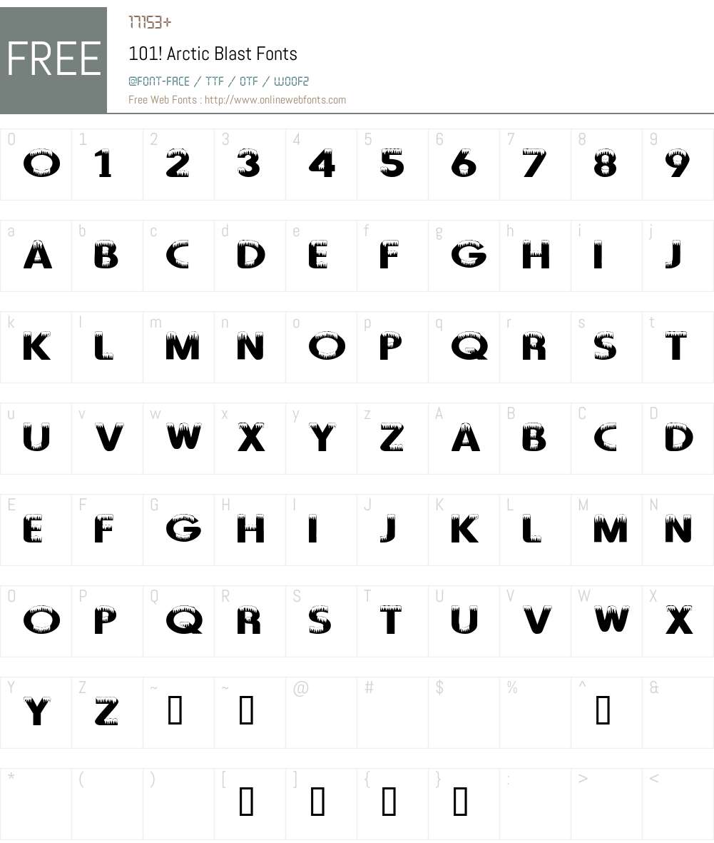 101! Arctic Blast Font Screenshots