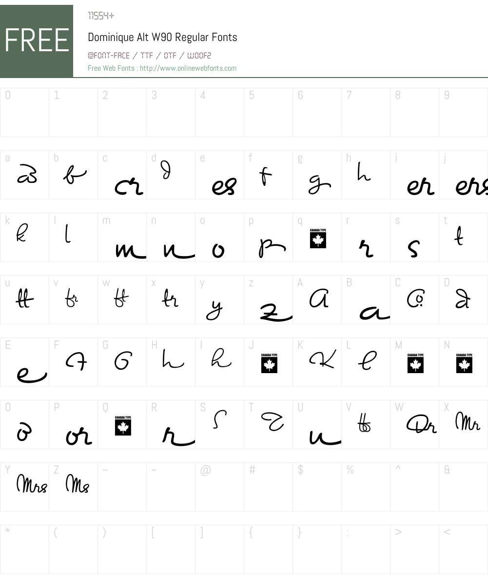 DominiqueAltW90-Regular Font Screenshots