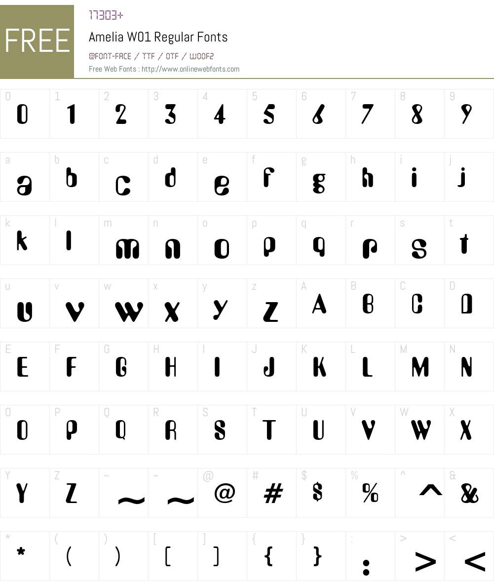 AmeliaW01-Regular Font Screenshots