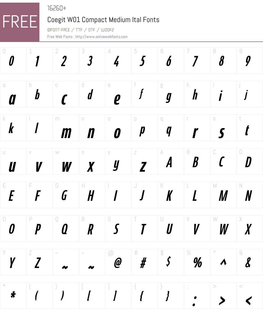 CoegitW01-CompactMediumItal Font Screenshots