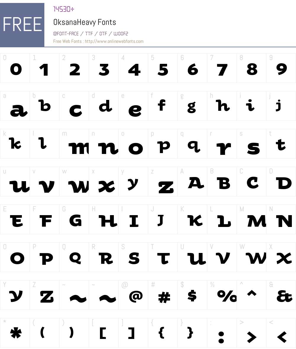Oksana Heavy Font Screenshots