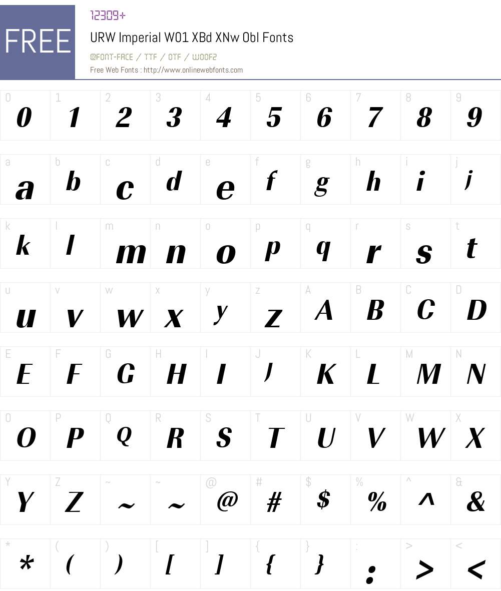 URWImperialW01-XBdXNwObl Font Screenshots