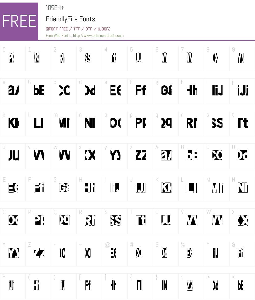 FriendlyFire Font Screenshots