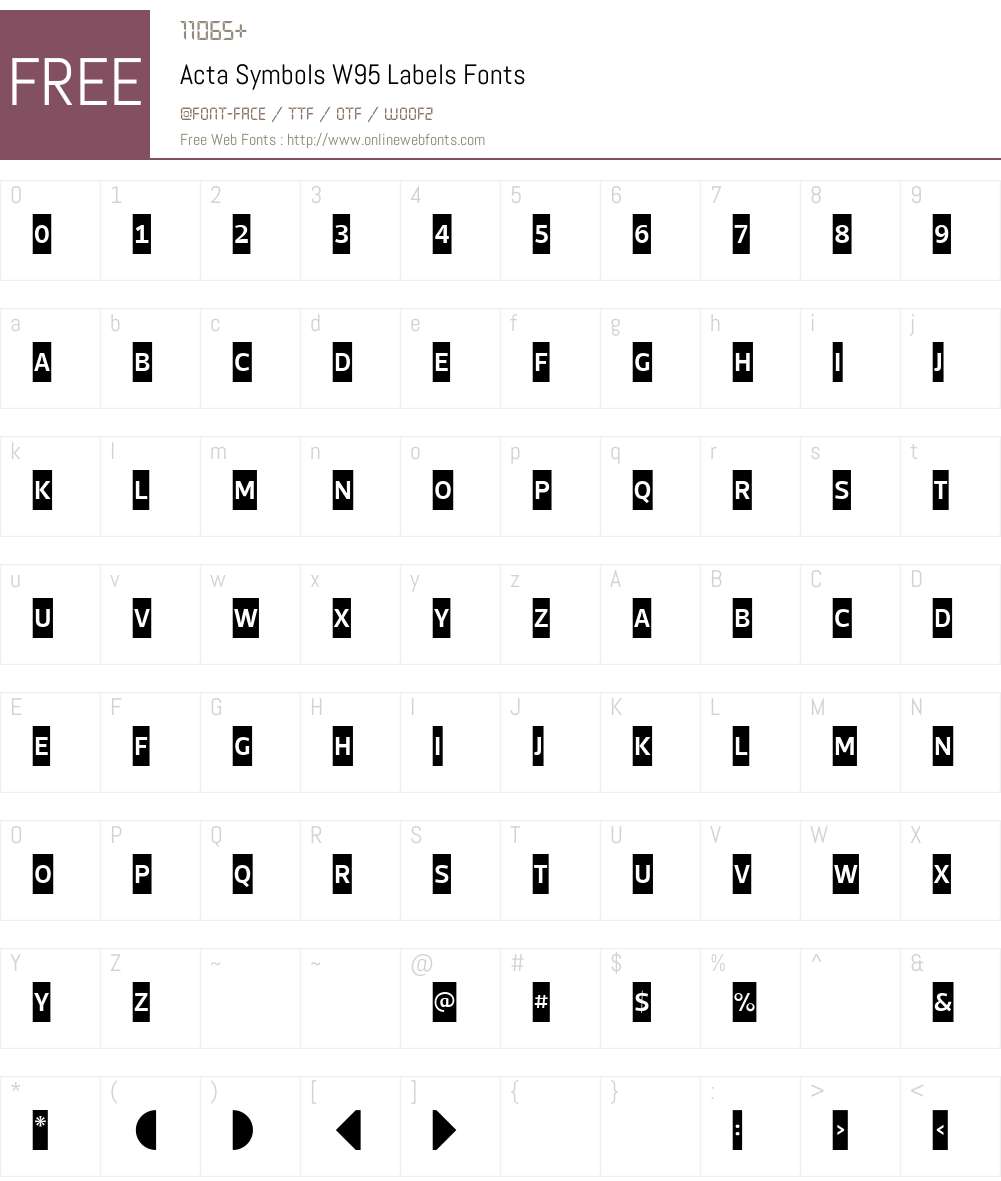 ActaSymbolsW95-Labels Font Screenshots