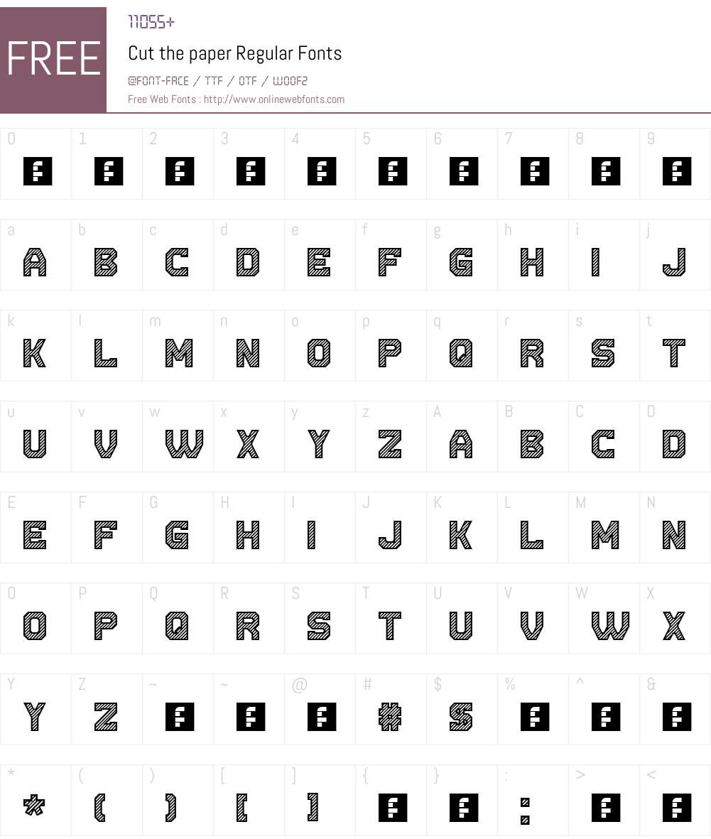 Cut the paper Font Screenshots