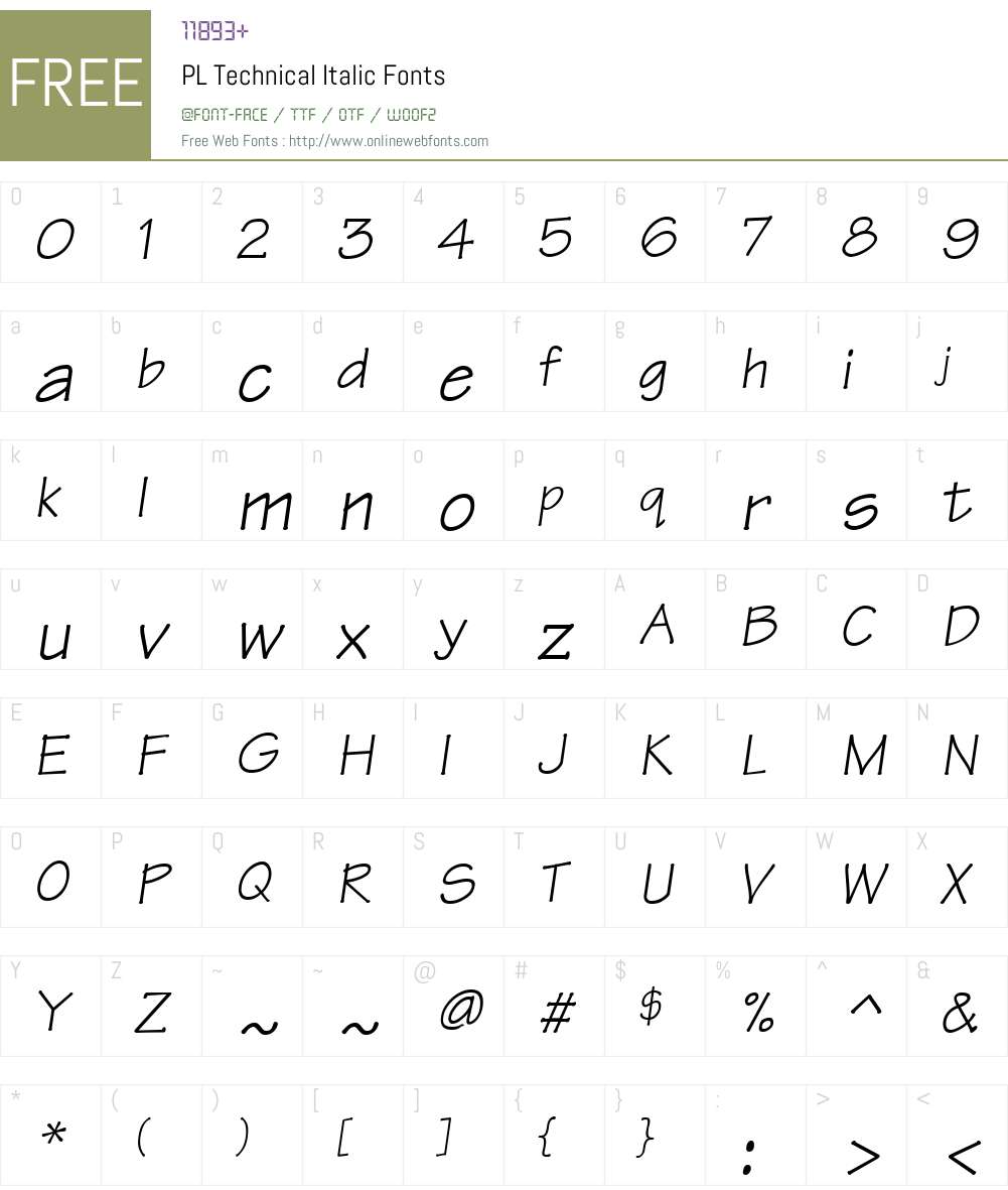PL Technical Font Screenshots