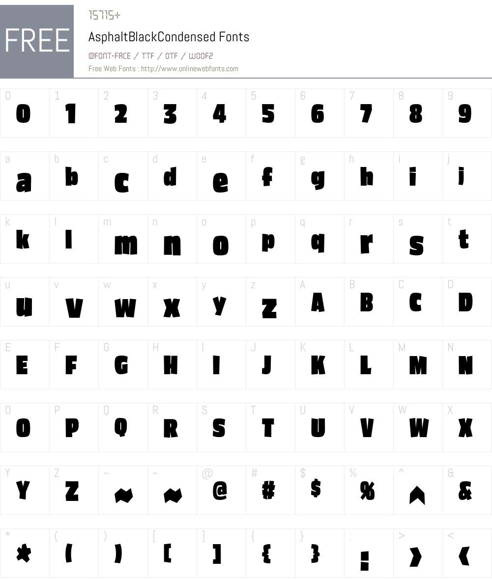 AsphaltBlackCondensed Font Screenshots
