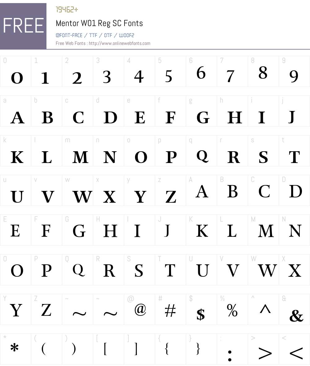MentorW01-RegSC Font Screenshots