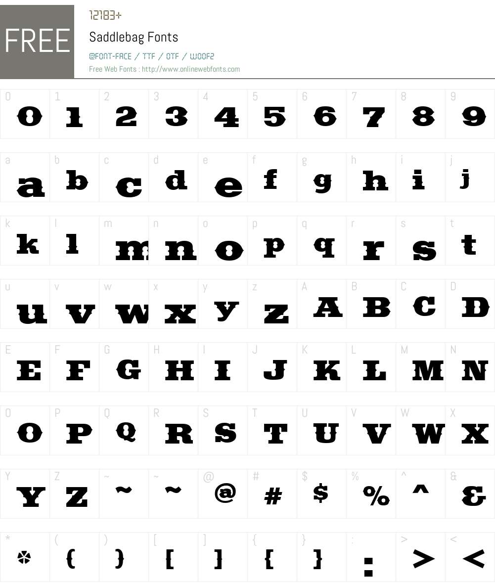 Saddlebag Font Screenshots