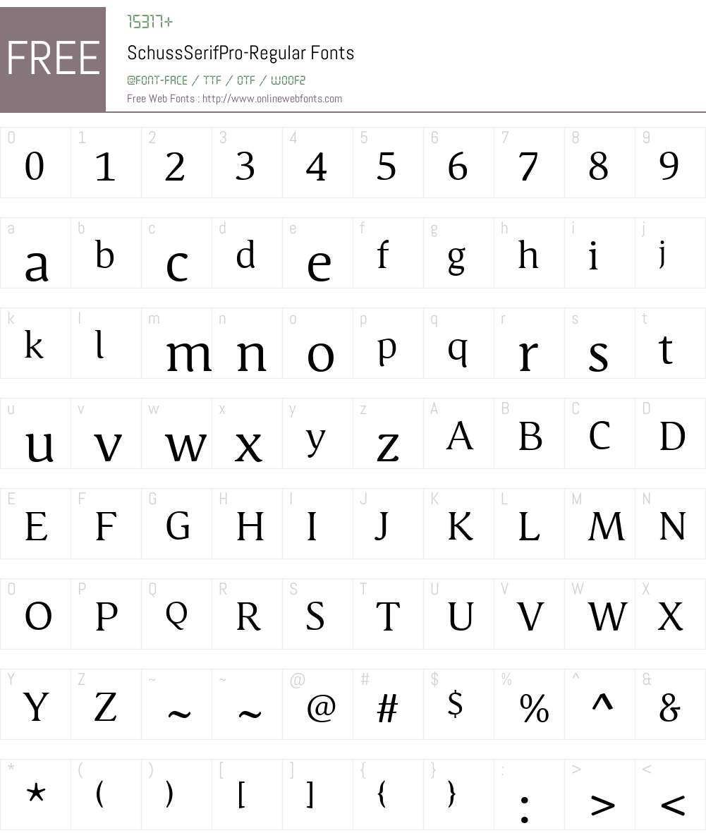 SchussSerifPro-Regular Font Screenshots