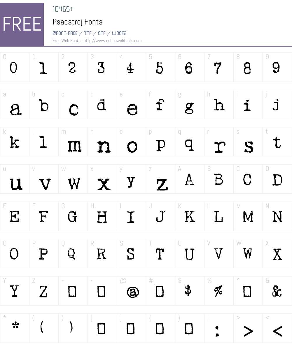 Psacstroj Font Screenshots