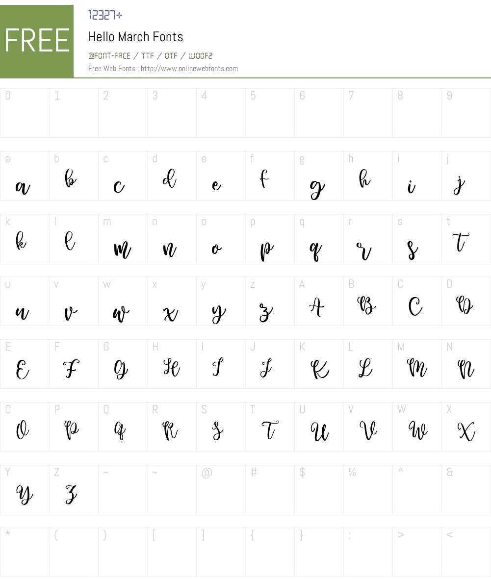 Hello March 1.000 Fonts Free Download - OnlineWebFonts.COM