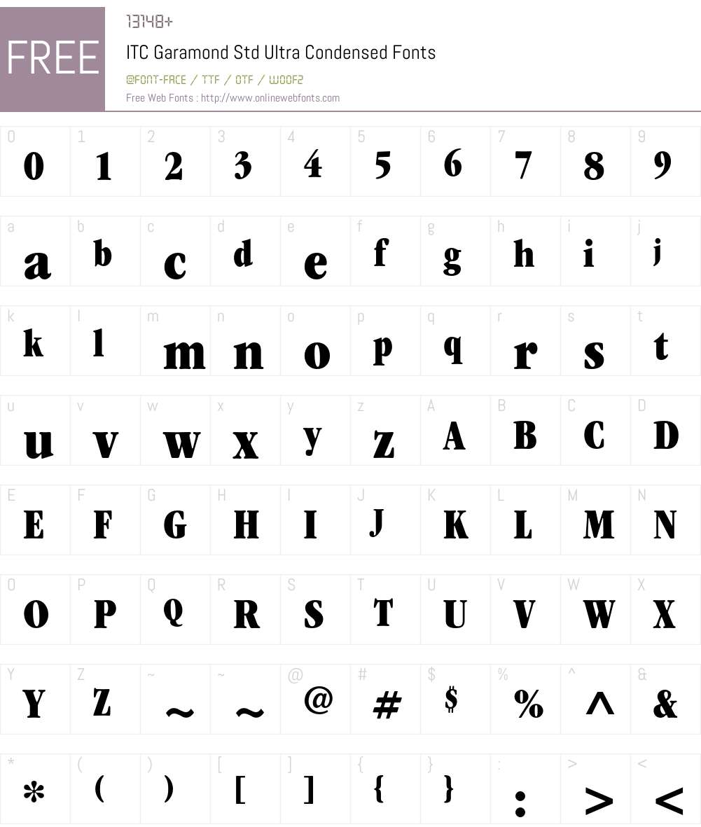 ITC Garamond Std Font Screenshots