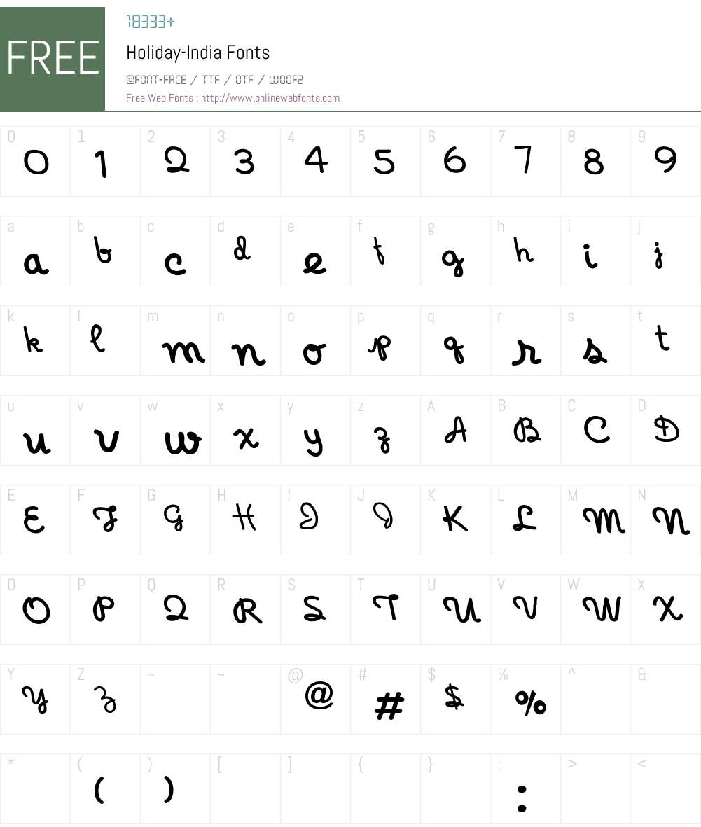 Holiday-India Font Screenshots