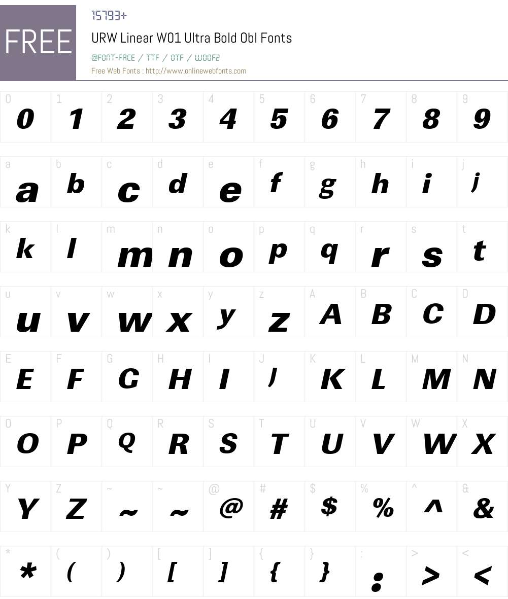 URWLinearW01-UltraBoldObl Font Screenshots