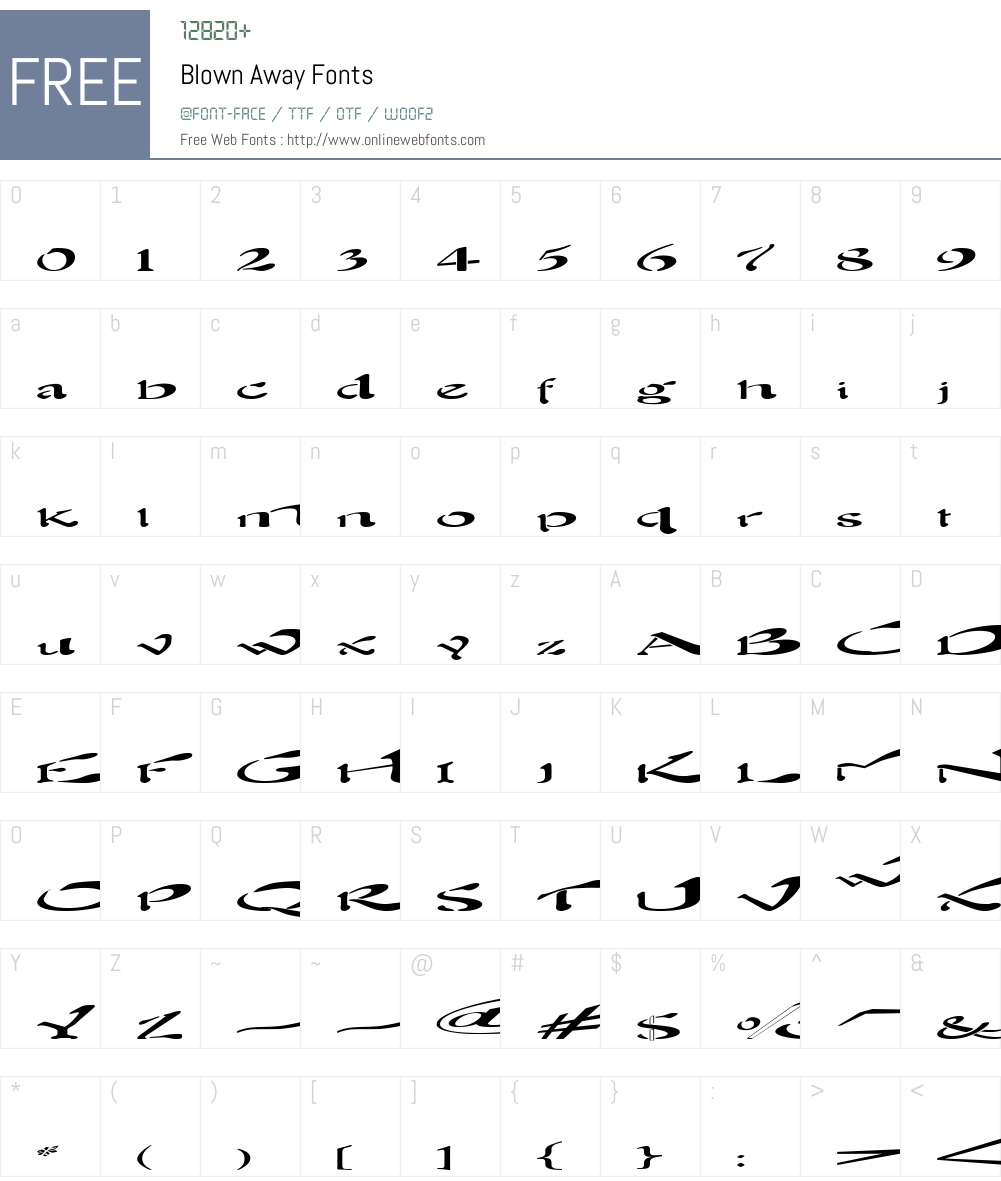 Blown Away Font Screenshots