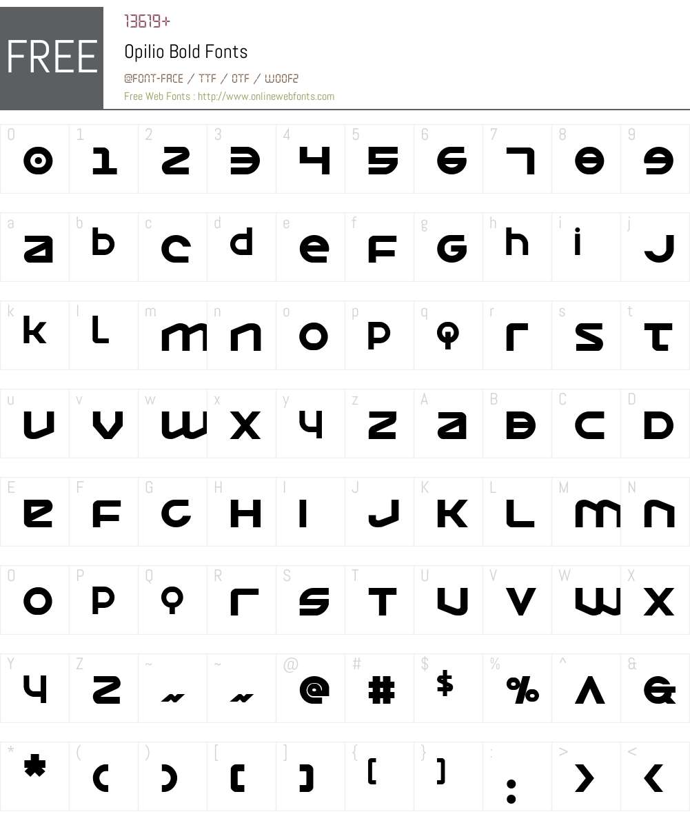 Opilio Bold Font Screenshots