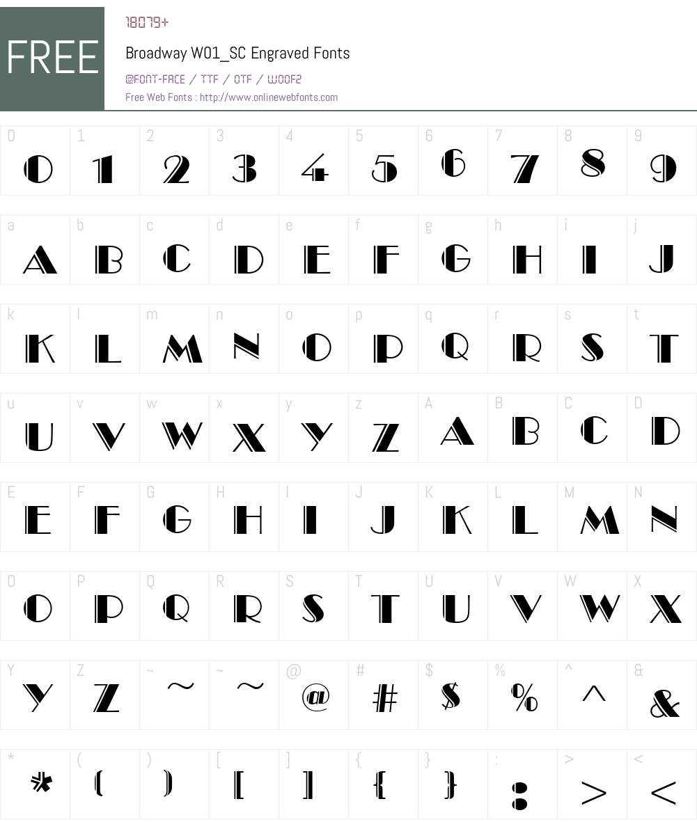 BroadwayW01_SC-Engraved Font Screenshots