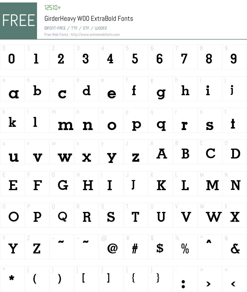 GirderHeavyW00-ExtraBold Font Screenshots
