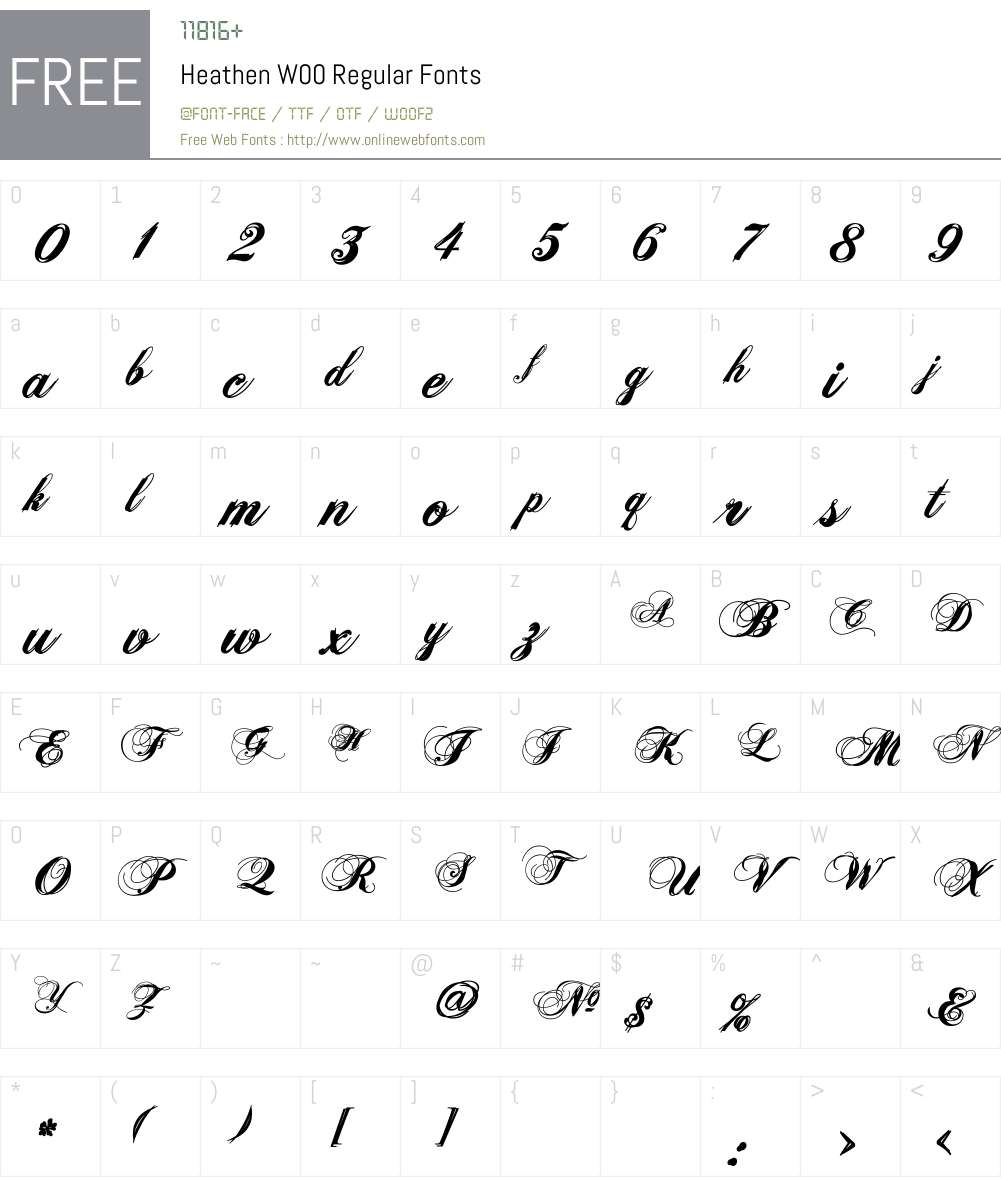 HeathenW00-Regular Font Screenshots