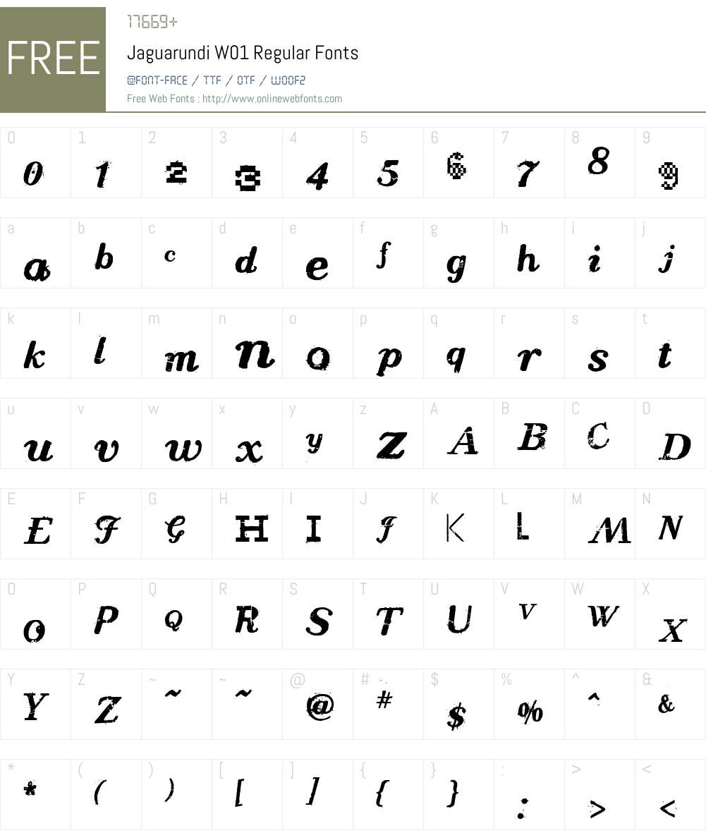 JaguarundiW01-Regular Font Screenshots