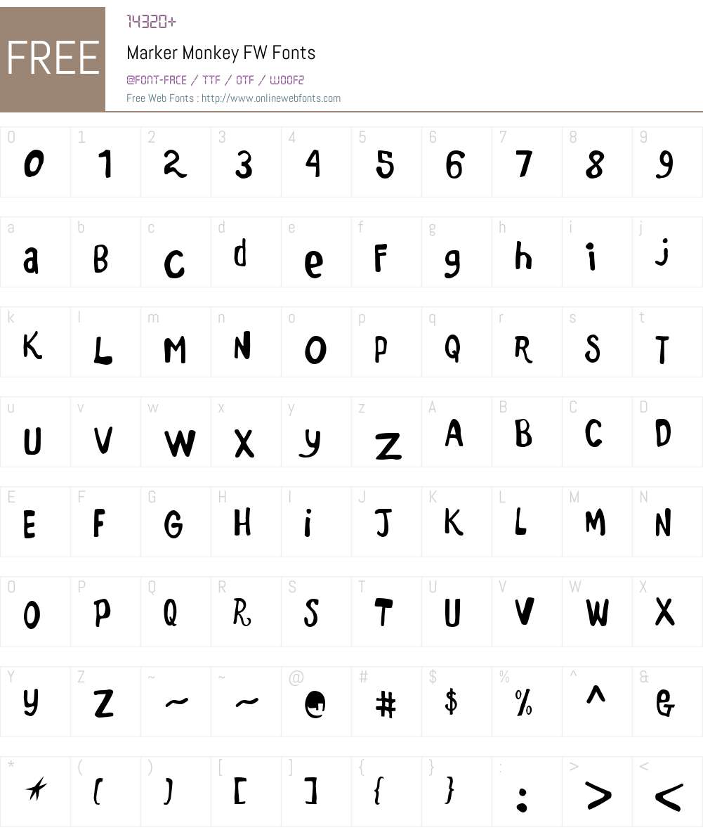 Marker Monkey FW Font Screenshots