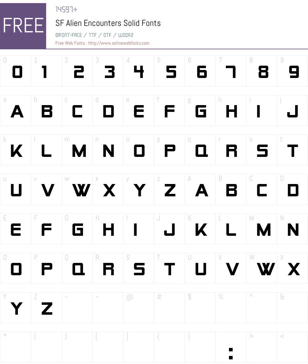 SF Alien Encounters Solid Font Screenshots