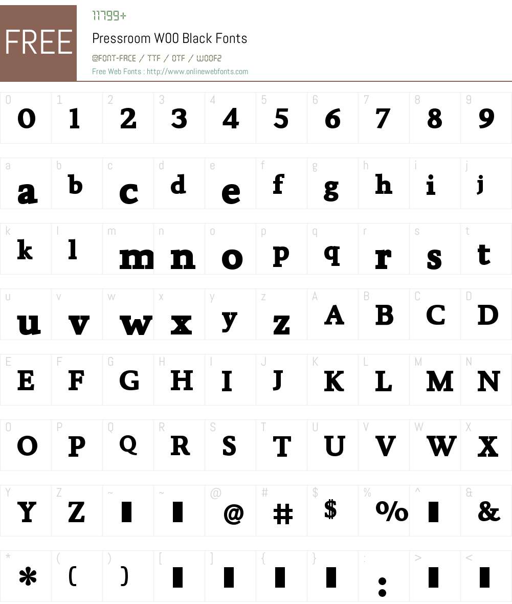 Pressroom Font Screenshots